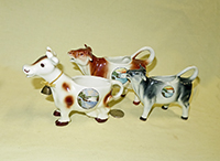 Three Gorbel Niagara Falls souvenir cow creamers