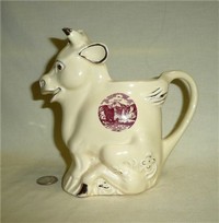 Pearl China yellow cow pitcher, souvenir of Pike's Peak