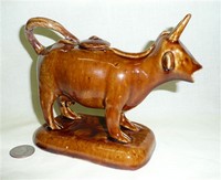 unusual Rockingham ware cow creamer 3