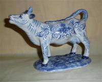 Desvres blue faience cow creamer