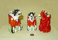 2 S&V Goats in red coats and a full red goat creamer