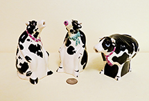 3 Cow caricatrure creamers by Tom Hatton
