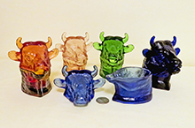 5 glass two piece cow heads