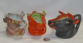 3 Royal Bayreuth cow head pitchers