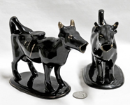 Thin Jackfield cow creamers