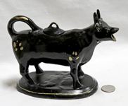 Jackfield cow creamer with loop on lid