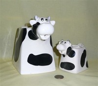 Square bodied cow pitcher and creamer made in Taiwan