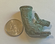 small bronze drinking rhyton