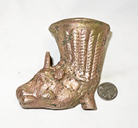 Persian bull head rhyton cleaned