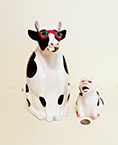Cow pitcher and creamer with sunglasses