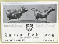 Robinson's 1926 ad for silver cow creamers