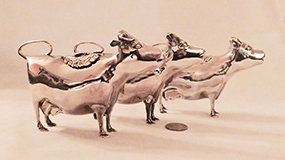 3 identical English modern cosilver cow creamers