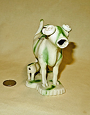 Green & White Whieldon cow creamer, front