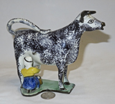  Blackish sponge painted  cow creamer