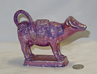 Purple lustre cow creamer, right