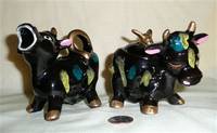 Black Japanese cow creamer and sugar