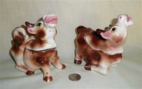 Briwn cow creamer & sugar with S&P heads