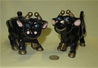 Older black Japanese cow creamer and sugar