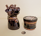  brown cow head creamer and sugar bucket