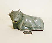 Chinese celadon suiteki of reclining bull