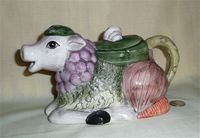 Cow teapot composed of vegetables