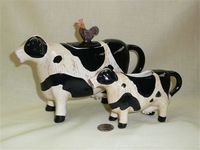 Eliz Brownd black and white cow teapot and creamer by Otagiri