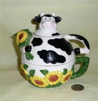 Clay Art tea for one cow teapot & cup
