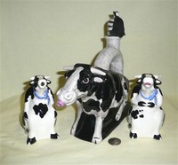 Tom Hatton cow teapot, sugar and creamer