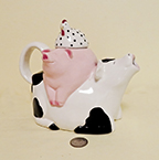 cow-pig-chicken teapot stack by Clay Art