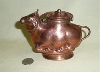 Modern copper Nandi holy water pot