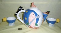 Dept 56 cow over the moon teapot set, back