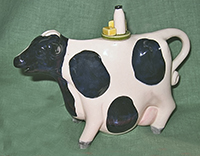 Andy Titcomb cow with milk bottle teapot